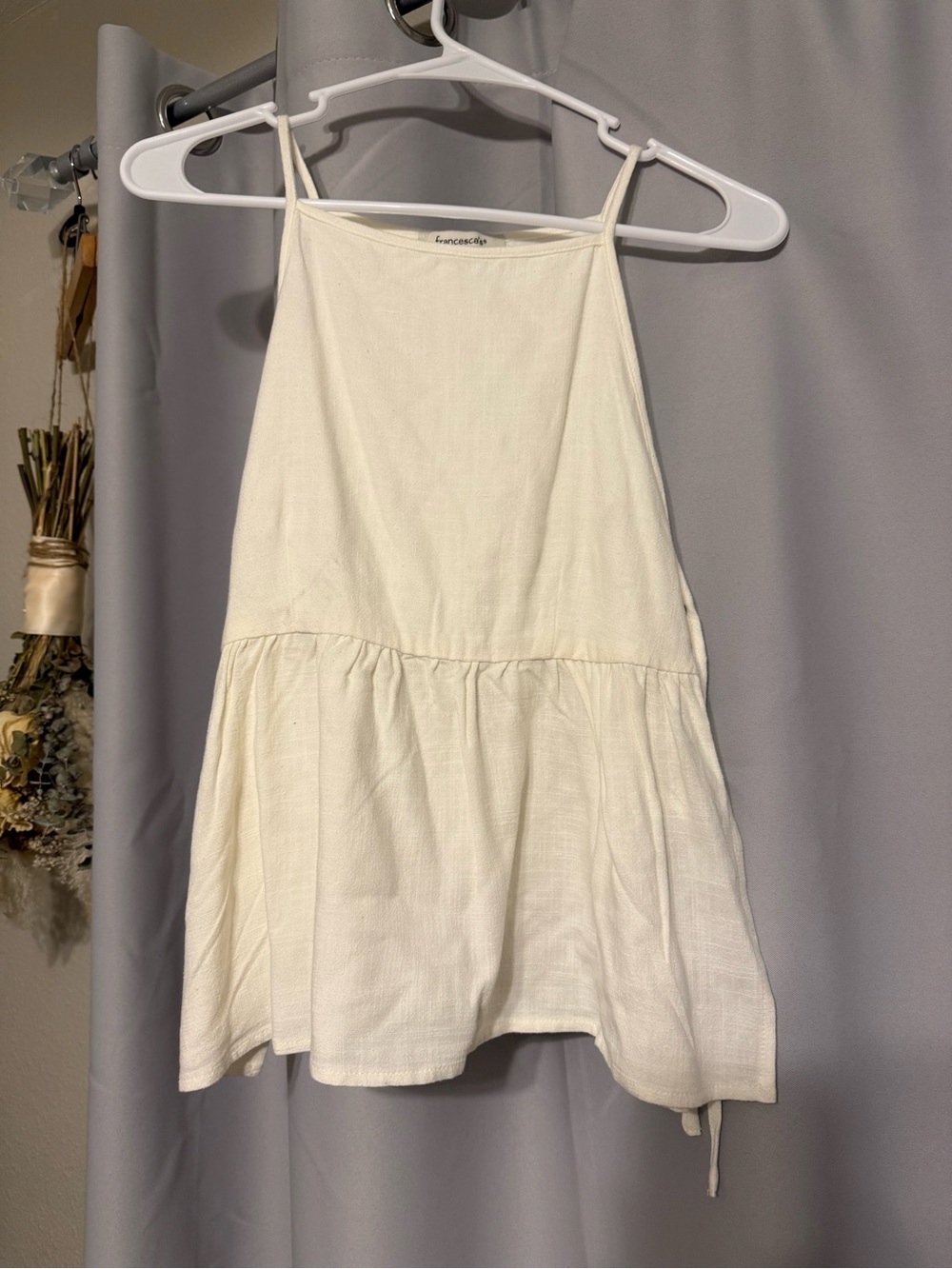 Francesca's Collections Cream Side Tie Halter Babydoll Cami